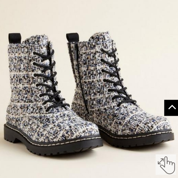NWT Torrid Boucle Combat Boots - Picture 1 of 16